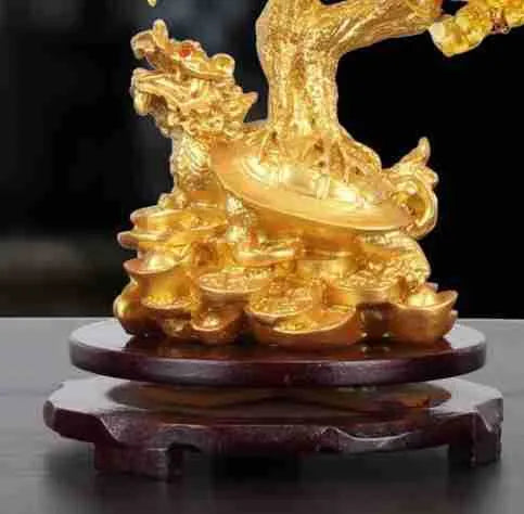 Citrine resin small water turtle money tree Feng Shui ornament measuring 18×11×23cm