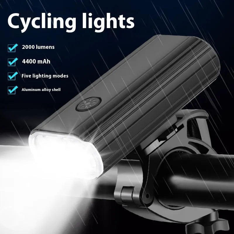 Aluminium alloy bicycle headlight with six XPT lamp beads and USB Type-C charging port