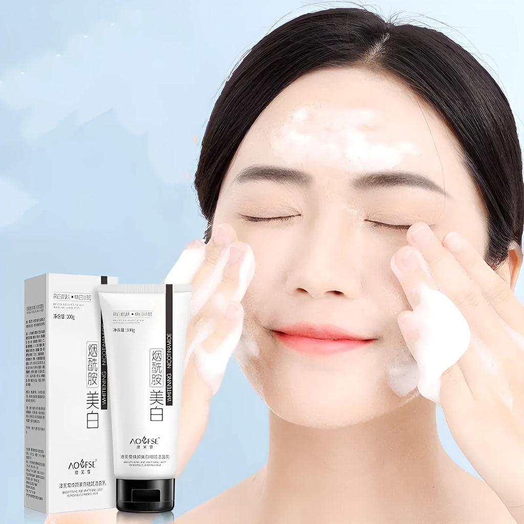 White facial cleanser bottle for whitening, freckle removal and pore cleansing