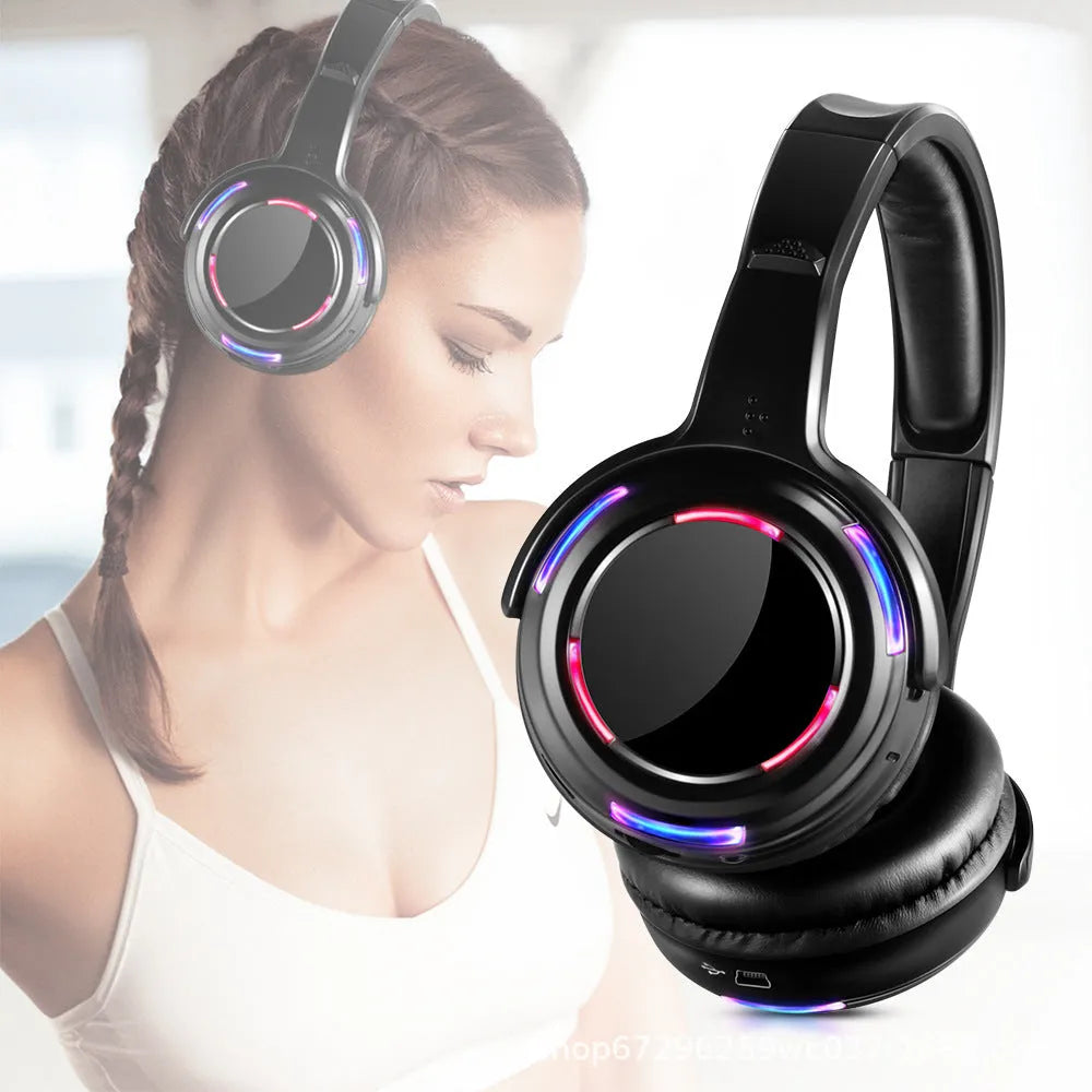 Black silent disco wireless headphones with 40mm drivers and a 3.5mm plug on a 3 metre cable