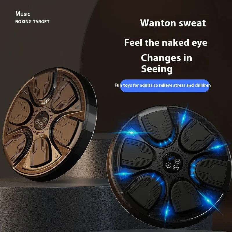 Black intelligent music boxing machine wall target with reaction system and included gloves