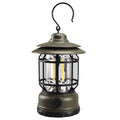 Portable camping head lamp lantern in dark green, black, or red with three power type options