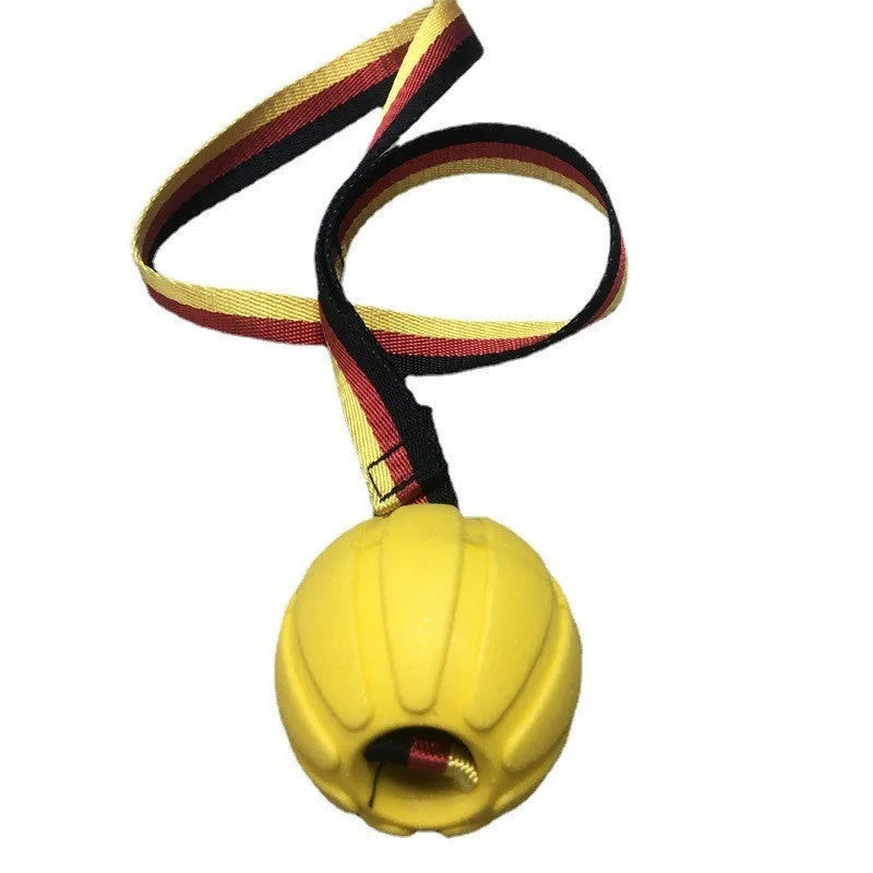Floating EVA foam dog training ball in camouflage colour with tetherball knot design for water play