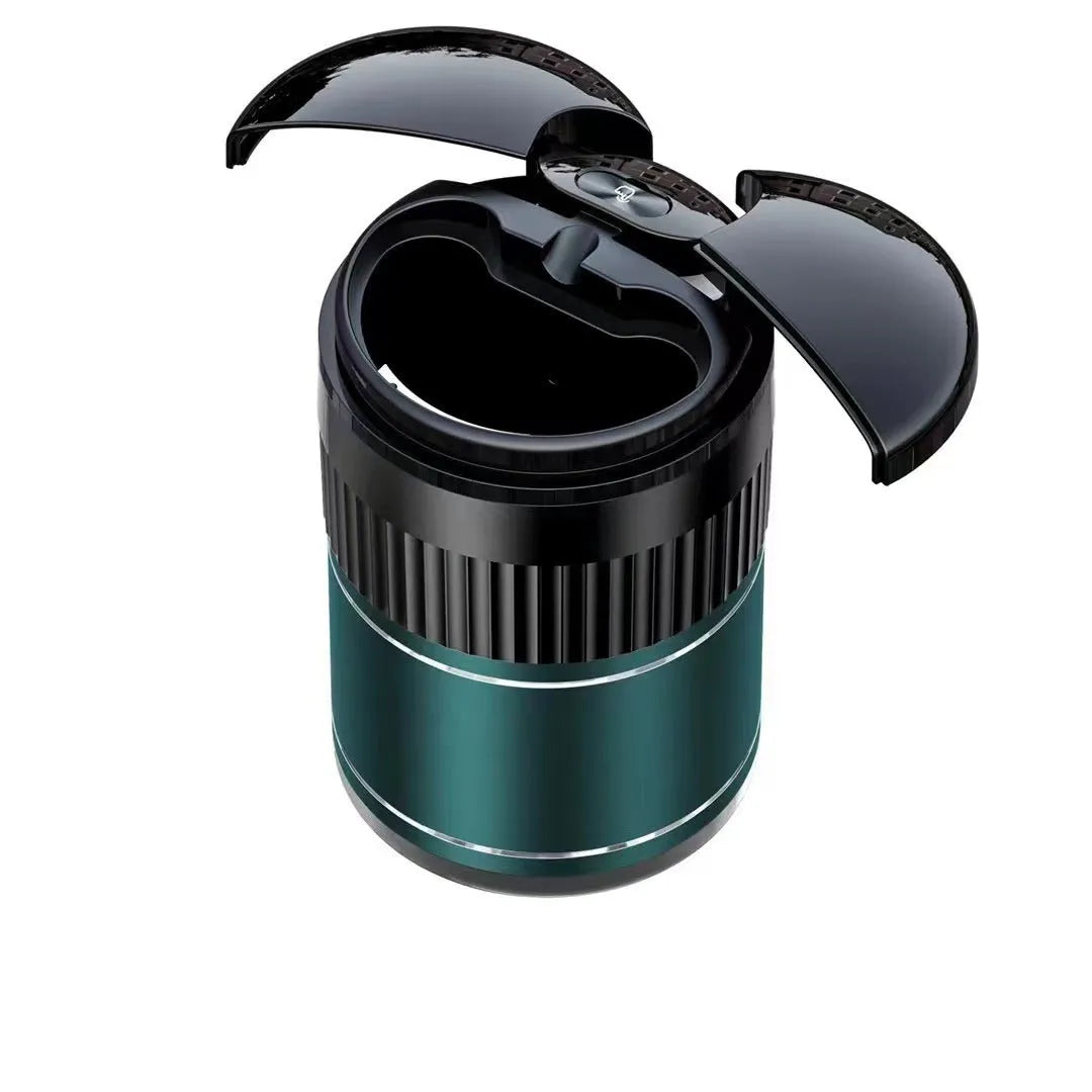 Smart infrared touch car ashtray with automatic sensing, metal construction, 113mm by 72mm