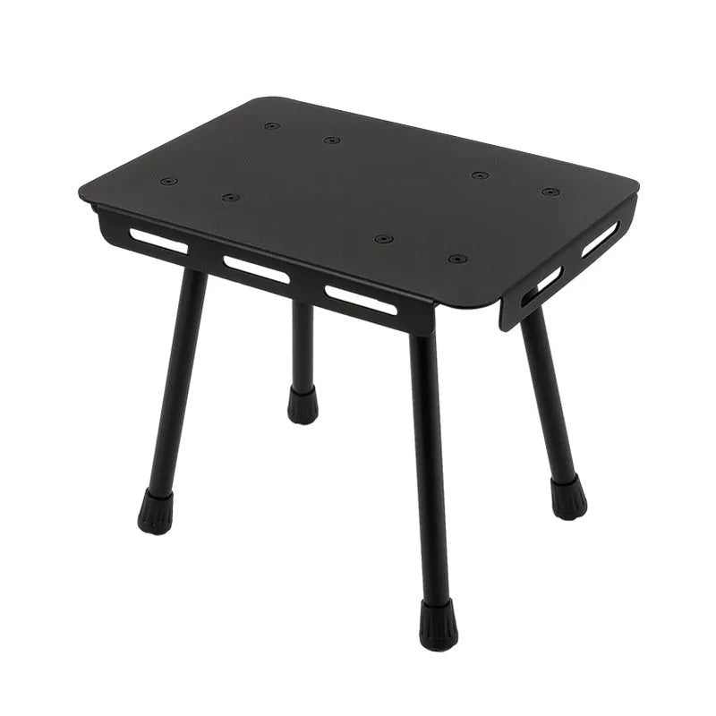 CLS Outdoor aluminium dual-use folding camping stool shown in table and stool mode with beige cushion.