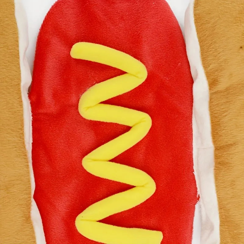 Brown hot dog costume coat for small dogs on dachshund pet