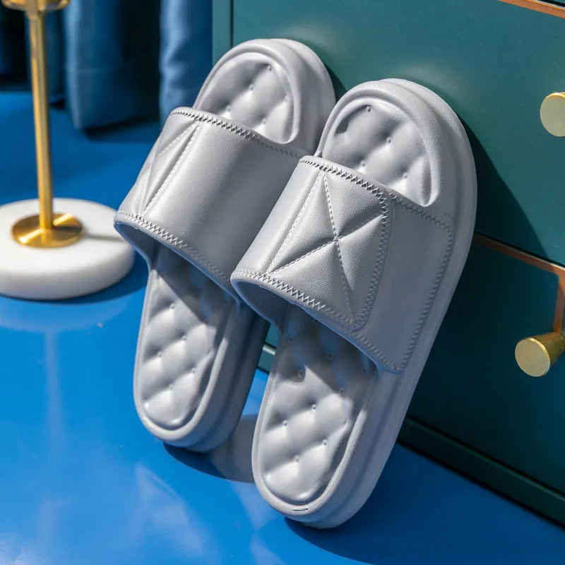 Soft EVA bathroom slippers with thick 3.5cm non-slip soles in multiple colour options