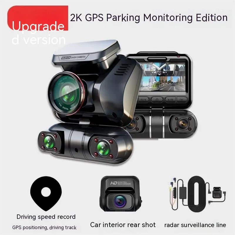 Panoramic car camera with four lenses and 2-inch screen for vehicle surveillance