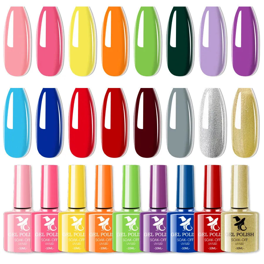48 colour UV phototherapy gel nail polish set with 7ml bottles in sequins, frosted, glitter, nude and Morandi styles