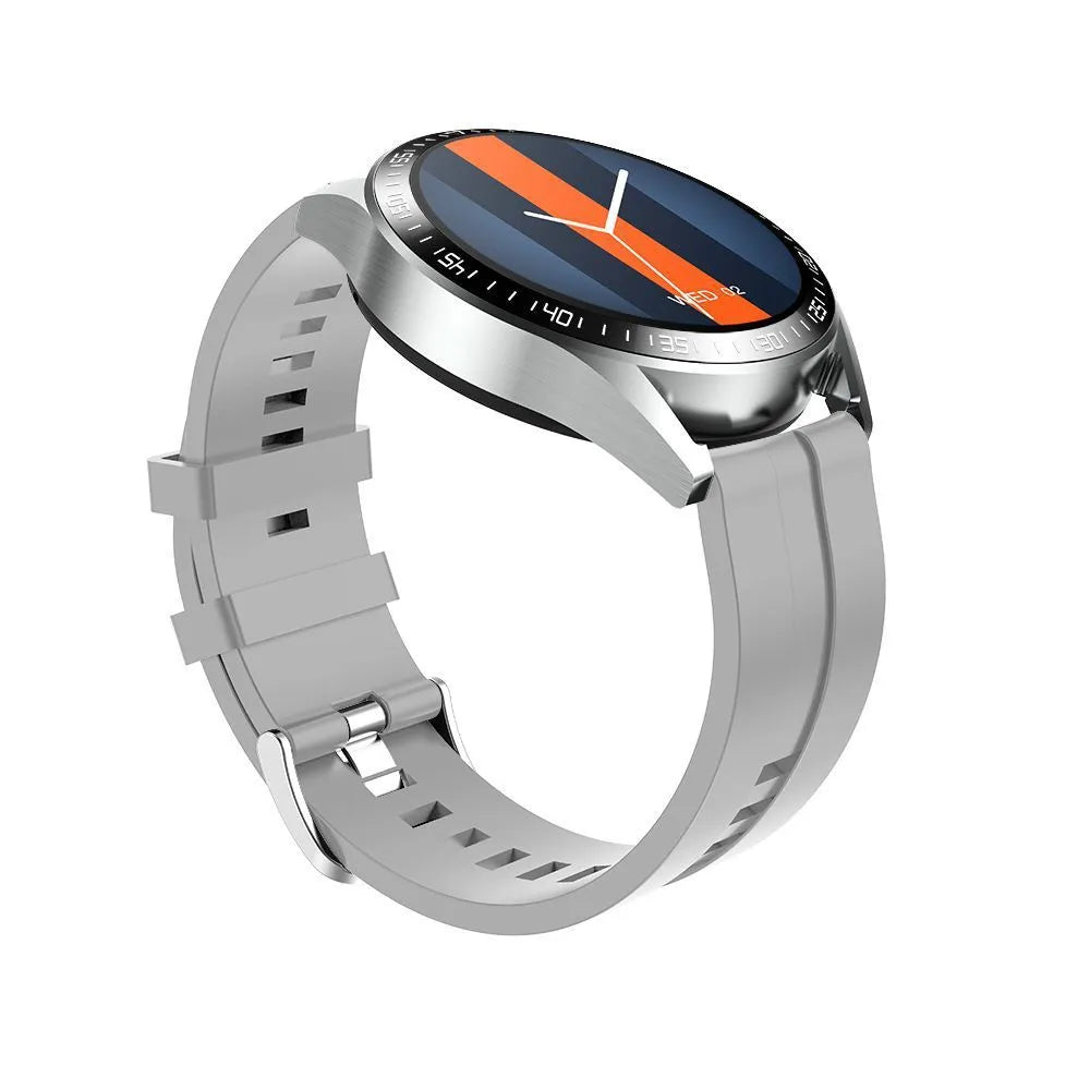 GS3 Max black or silver smart watch with 1.35-inch screen on silicone strap, showing Bluetooth call and health monitoring interface