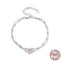 Sweet women's 925 sterling silver heart bracelet with 6mm pendant on an adjustable chain, colour BSB152.