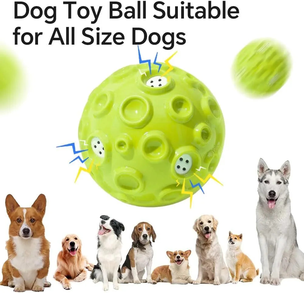 Colourful rubber dog toy ball with textured surface for aggressive chewers and anxiety relief