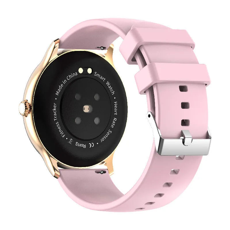 Blood pressure health smartwatch with 1.28-inch touchscreen and silicone wristband