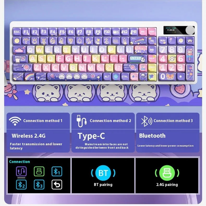 Black iron cow design mechanical keyboard with RGB backlight showing full keys layout