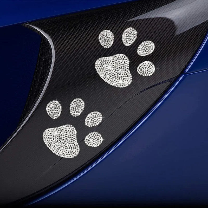 White diamond drill finish car sticker showing butterfly and bear paw design options on glass.