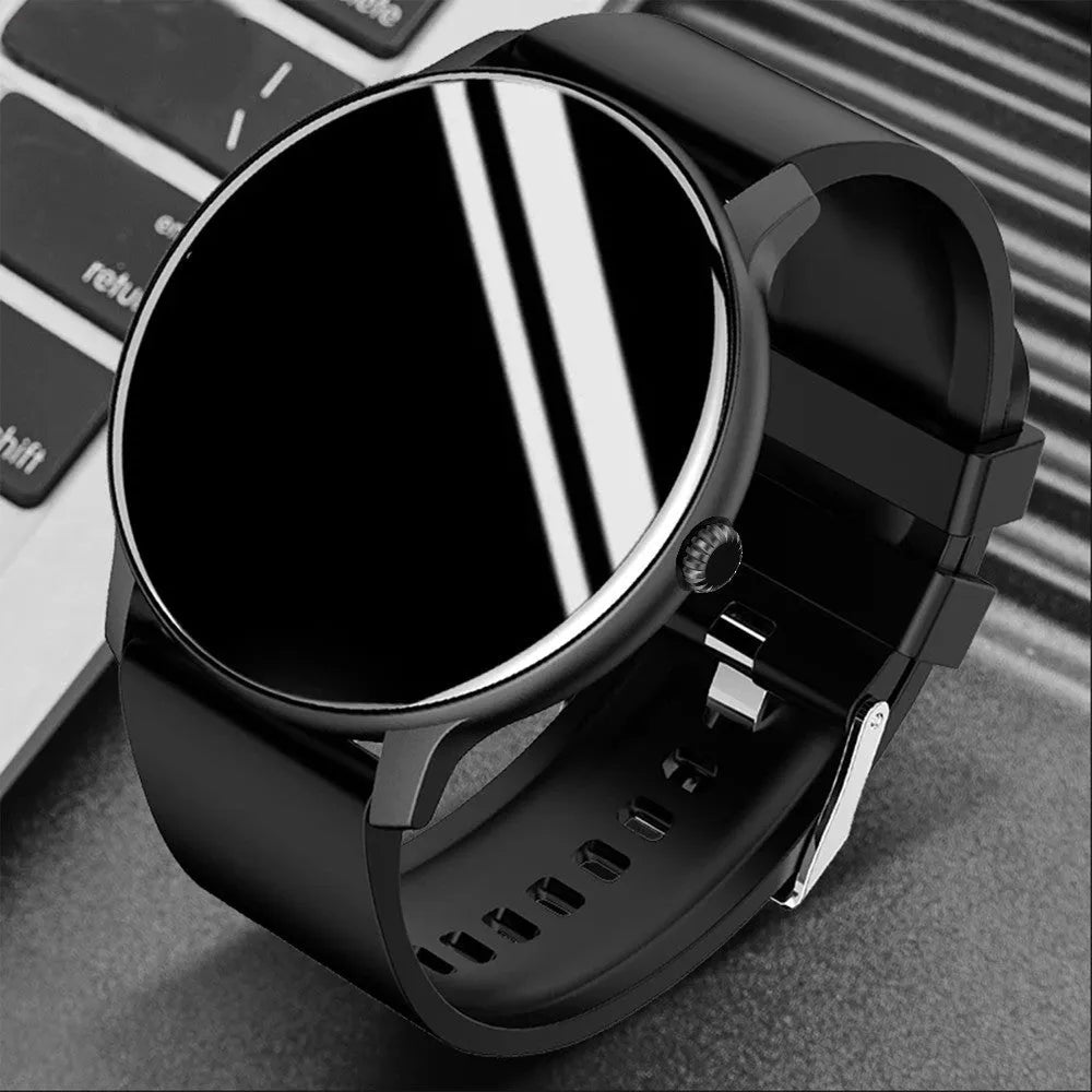 Blood pressure health smartwatch with 1.28-inch touchscreen and silicone wristband