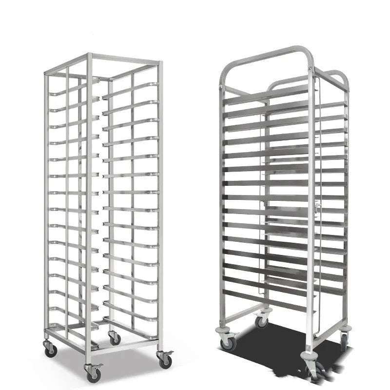 Stainless steel six-layer baking rack with lock, tray size 40cm by 60cm.