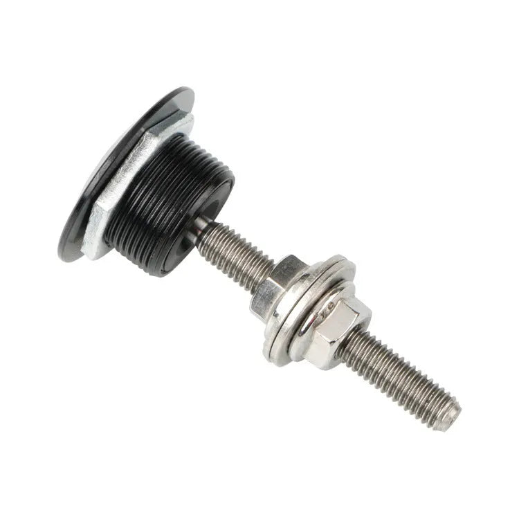 30mm diameter aluminium alloy engine cover lock with screw, shown in assorted colours.