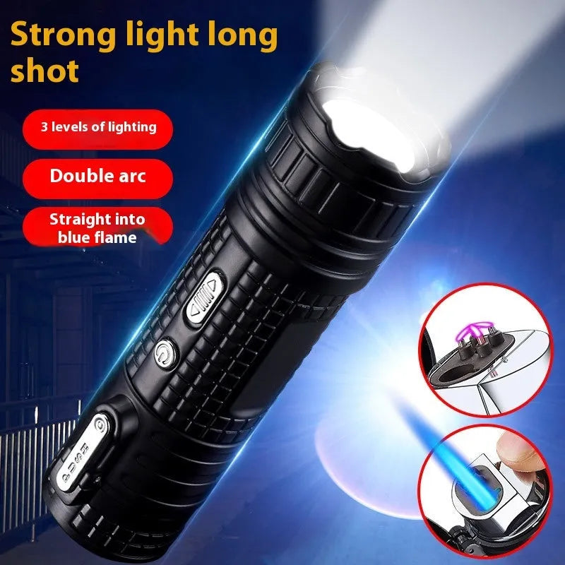 TH727 multi-functional waterproof metal torch lighter in camouflage, red, black, blue, and yellow colour options.