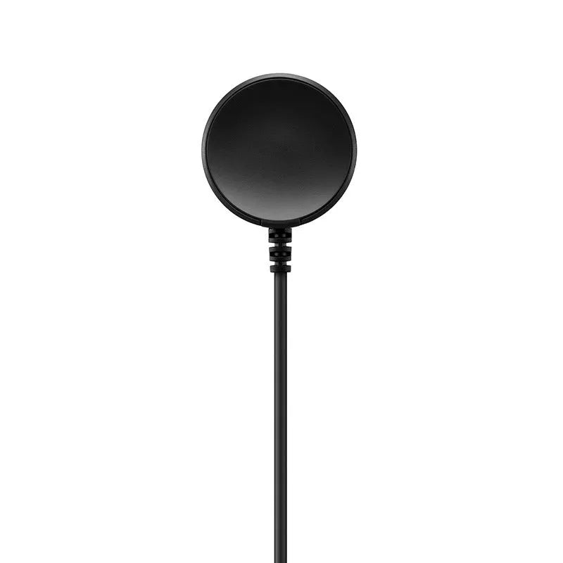 Black USB wireless watch charger measuring 34mm for smartwatches and fitness trackers