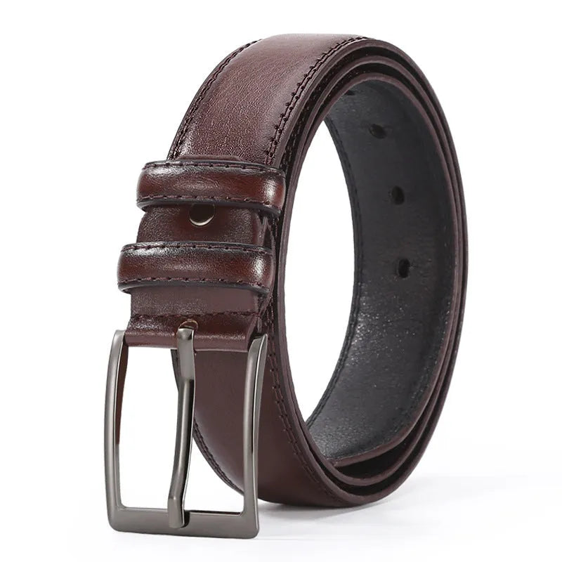 Men's business belt with alloy pin buckle in elephant pattern design