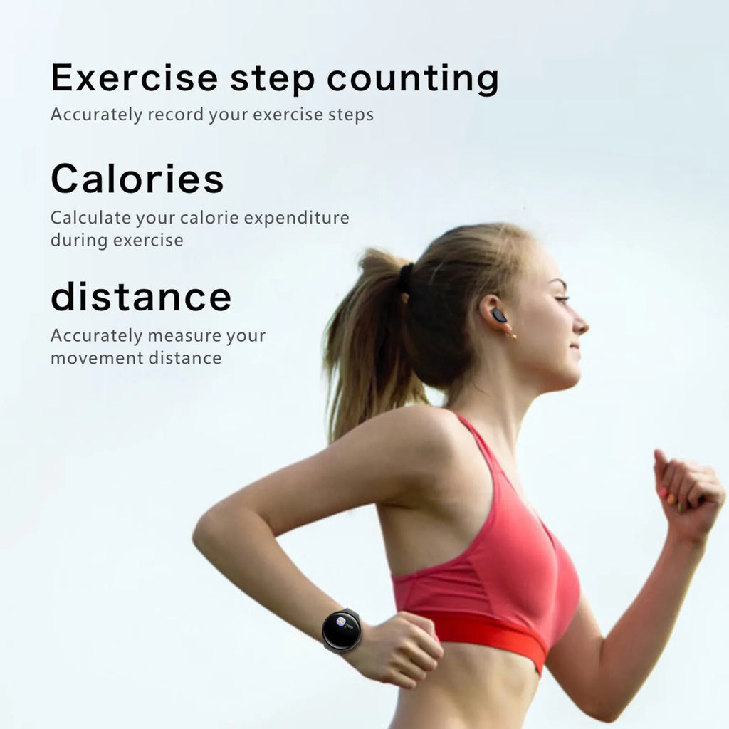 Black detachable smart sports bracelet with TWS Bluetooth earphones for fitness tracking and calls.