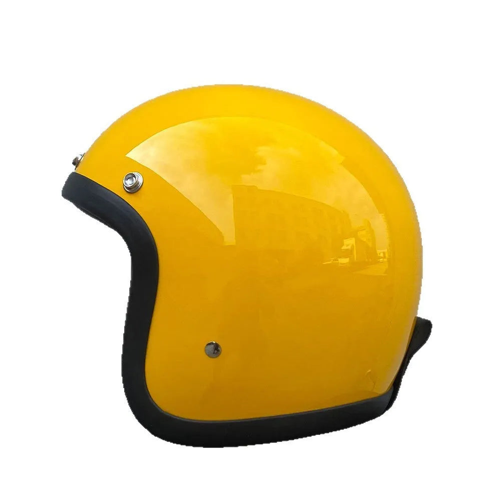 Glass fibre retro motorcycle half helmet shown in cement grey colour on size M