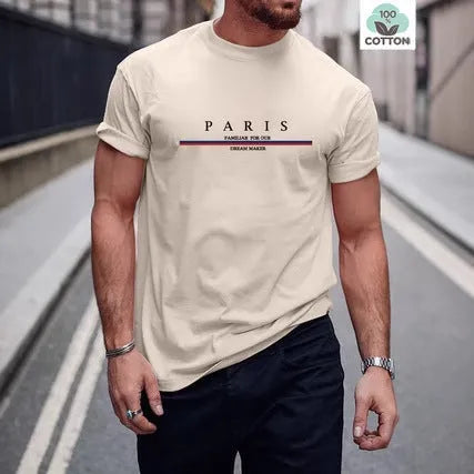 Heavyweight pure cotton men's t-shirt with bold letter print design in loose fit casual style