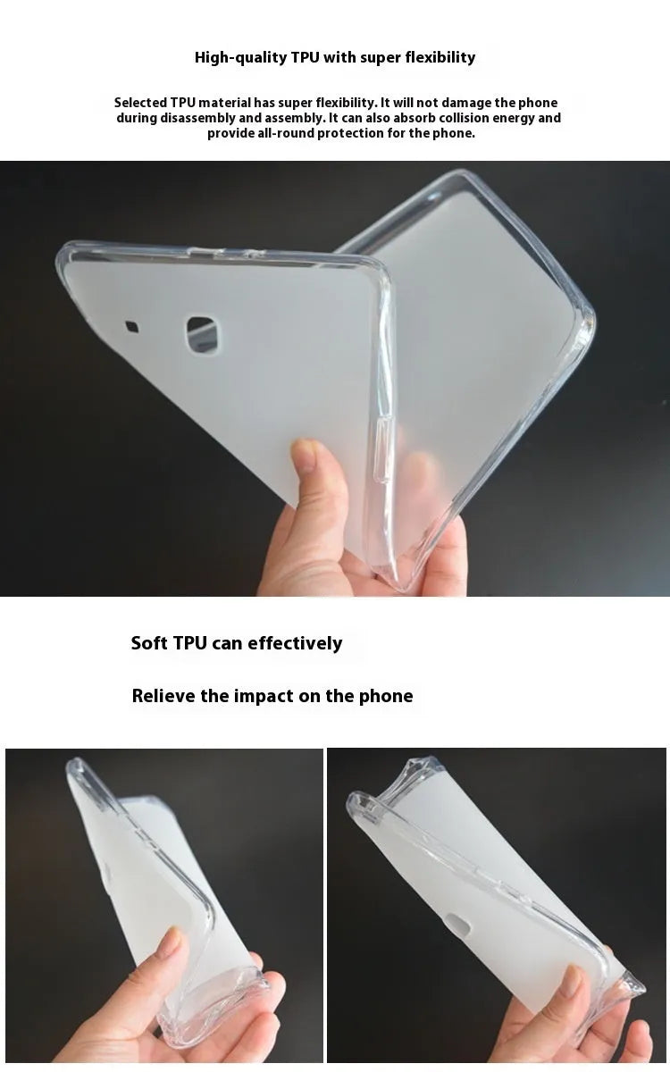 Clear transparent white ultra-thin silicone protective case for tablets on a flat surface
