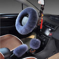 Wool steering wheel cover with matching handle covers in multiple colour options