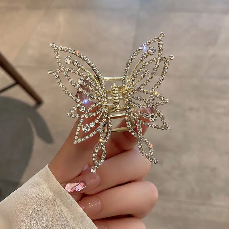 Butterfly design hair clip barrette with alloy construction and electroplating finish