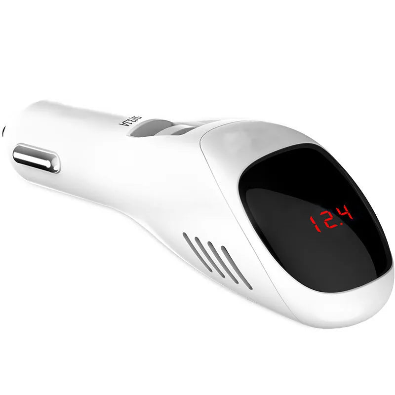 White car USB cellphone charger negative ion purifier with ABS PC body measuring 103x33x32mm