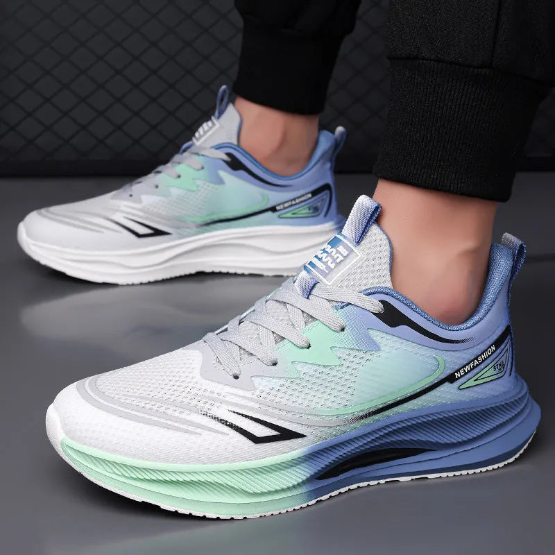 Men's black casual shoes with woven mesh upper and rubber sole, low-top summer design