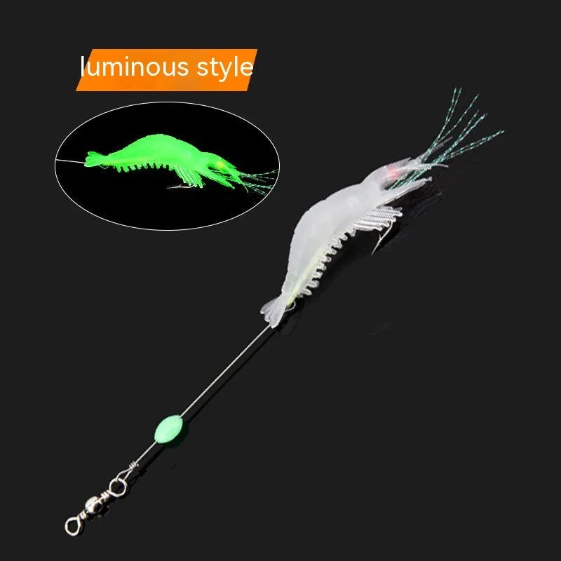 Luer soft plastic fishing lure with integrated hook in six colour variations including luminous and transparent options