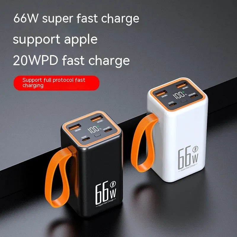 PD66W Fast Charge 20000 mAh power bank in black and white colour options, showing creative design.