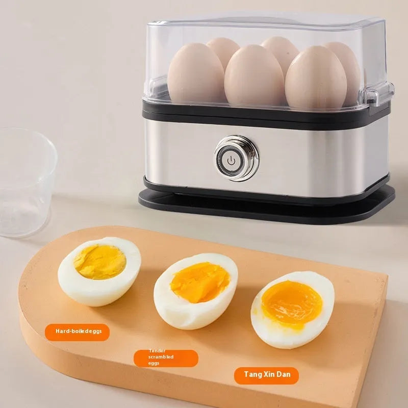 Black portable stainless steel egg boiler with international power plug adapters