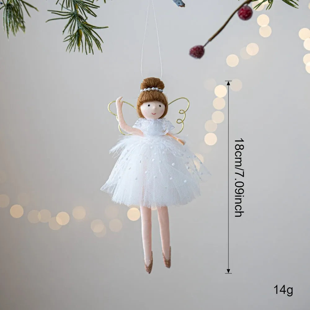 Pink or white cloth ballet girl angel plush doll with hanging loop, modern simplicity design