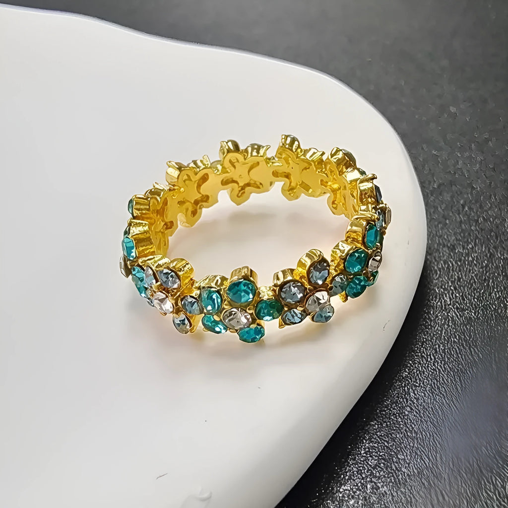 Elephant design ring with full diamond decoration and electroplated alloy construction