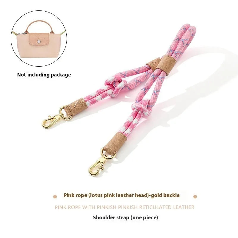 Braided nylon and leather shoulder strap with alloy buckle for bag modification