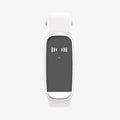 Black and white ultrasonic mosquito repellent bracelet with USB charging cable.