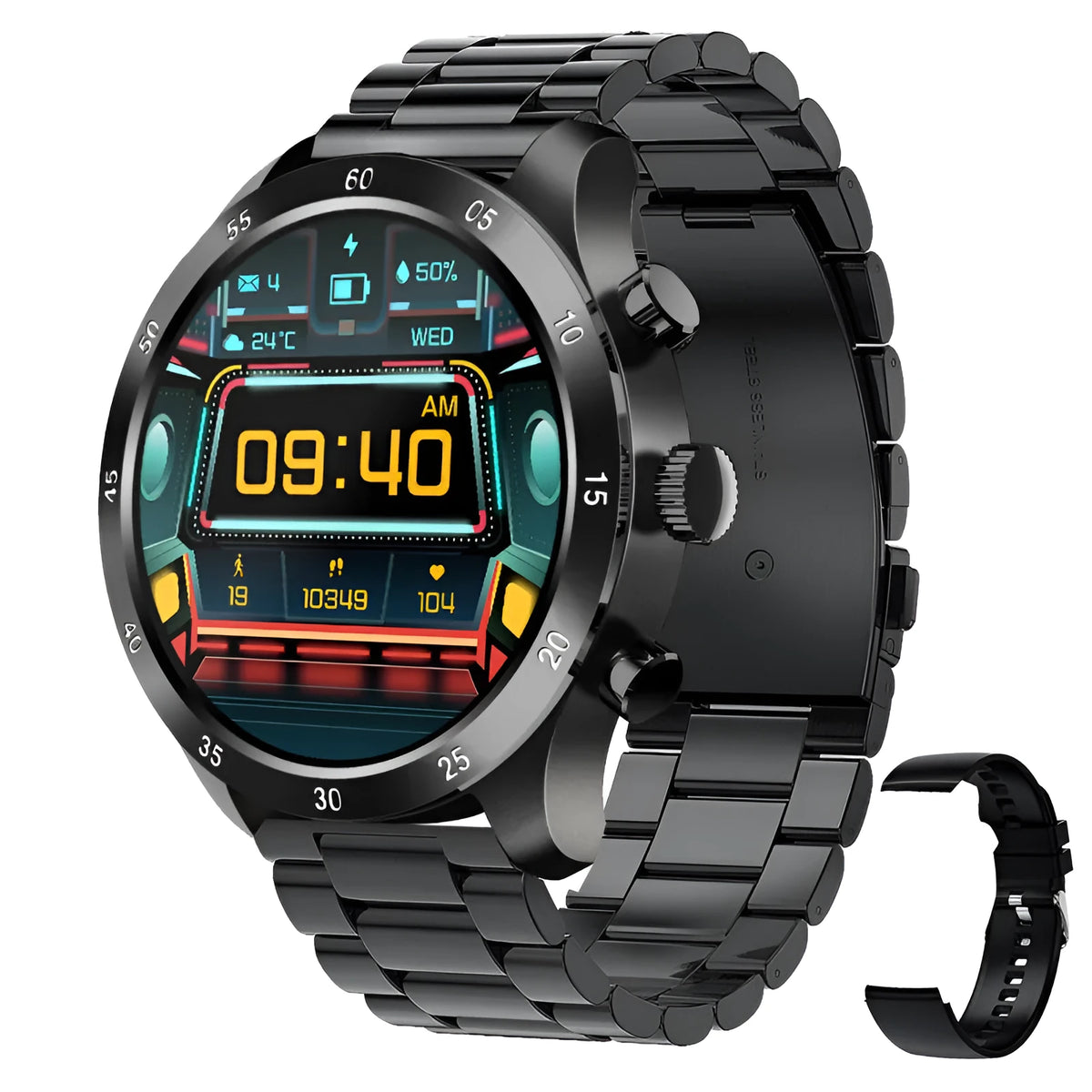 Bluetooth smart watch for Apple iOS with music display and calling functions in multiple colour options