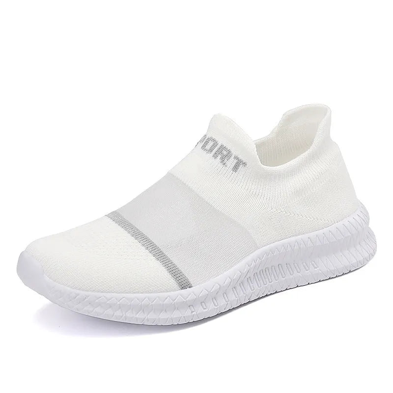 Breathable flyknit casual sports sock shoes in khaki colour with lace closure and round toe