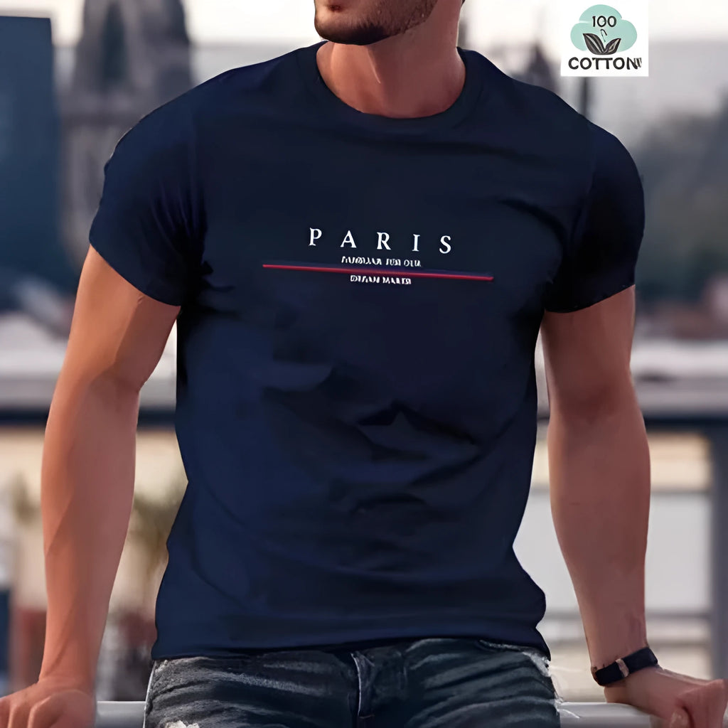 Heavyweight pure cotton men's t-shirt with bold letter print design in loose fit casual style