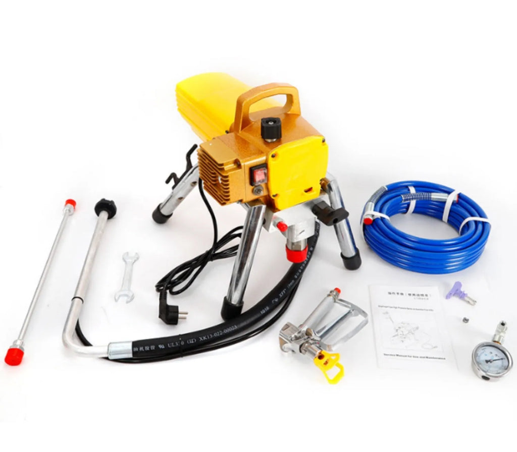 Blue electric airless spraying machine with spray gun, nozzle, and 50cm extension rod for painting
