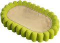 Green oval cat scratcher bed with sisal surface, showing bowl shape for scratching and sleeping