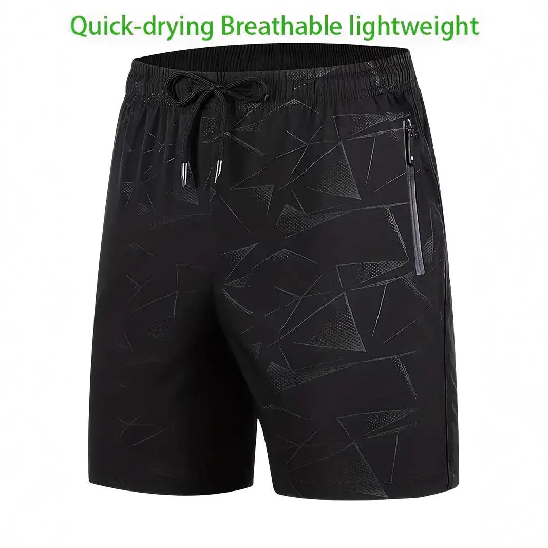 Men's loose fit sports shorts in black colour with above-knee length for athletic activities