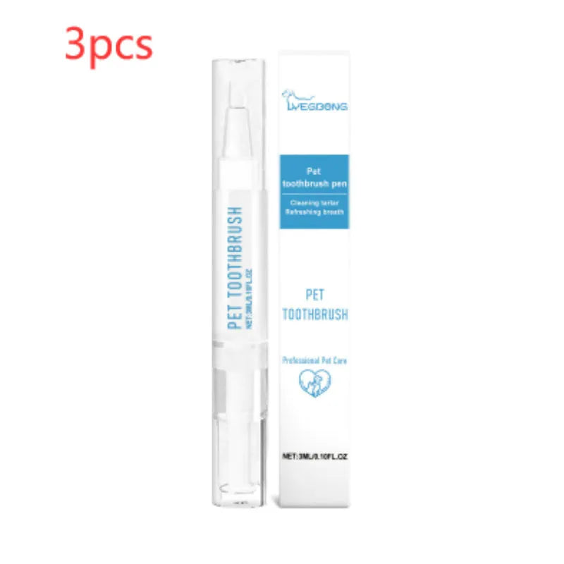 Pet toothbrush pen with soft bristle brush head and 3ml toothpaste reservoir