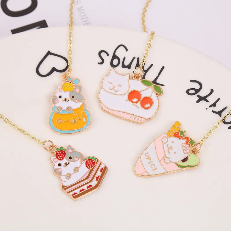 Jane Lime metal cat bookmark with PVC laminated card in four anime designs including Strawberry Cake Cat variation
