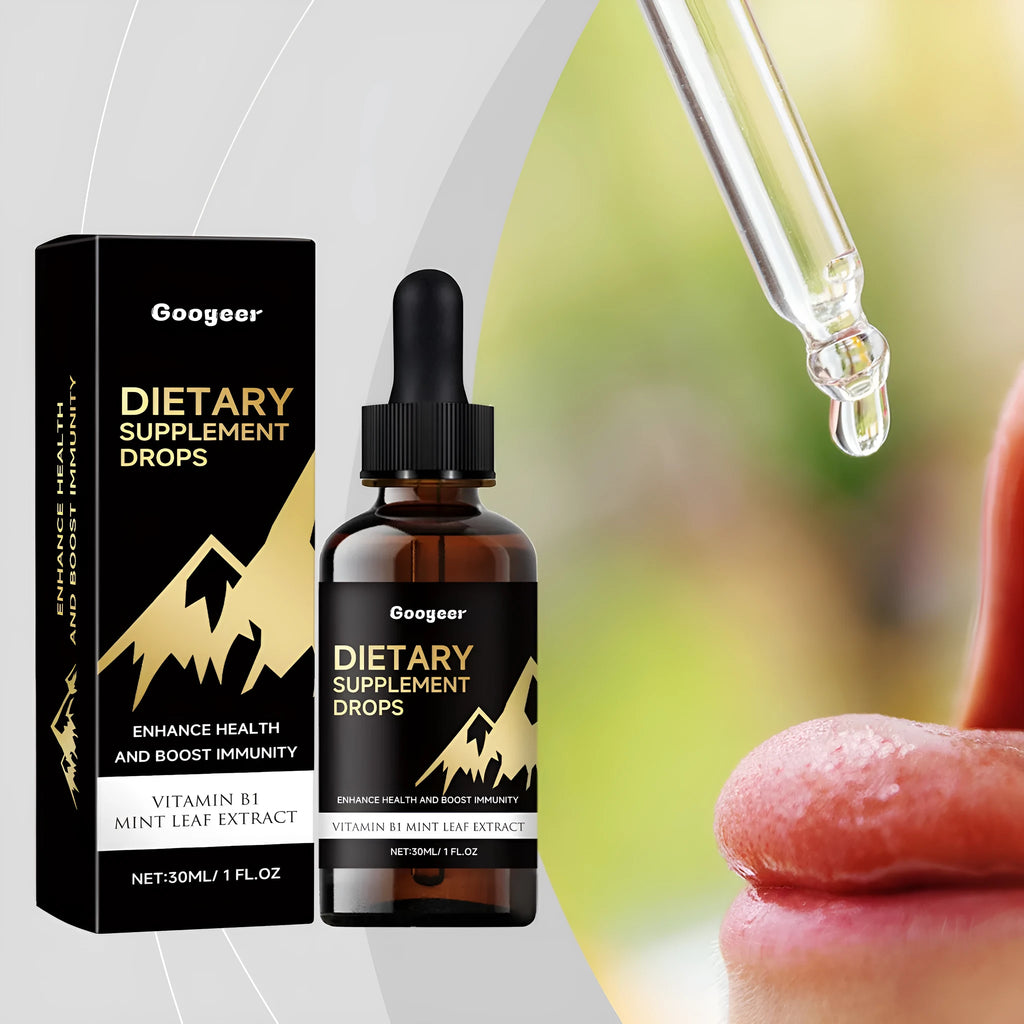 30ml bottle of vegan vitamin D dietary supplement drops with a built-in dropper.