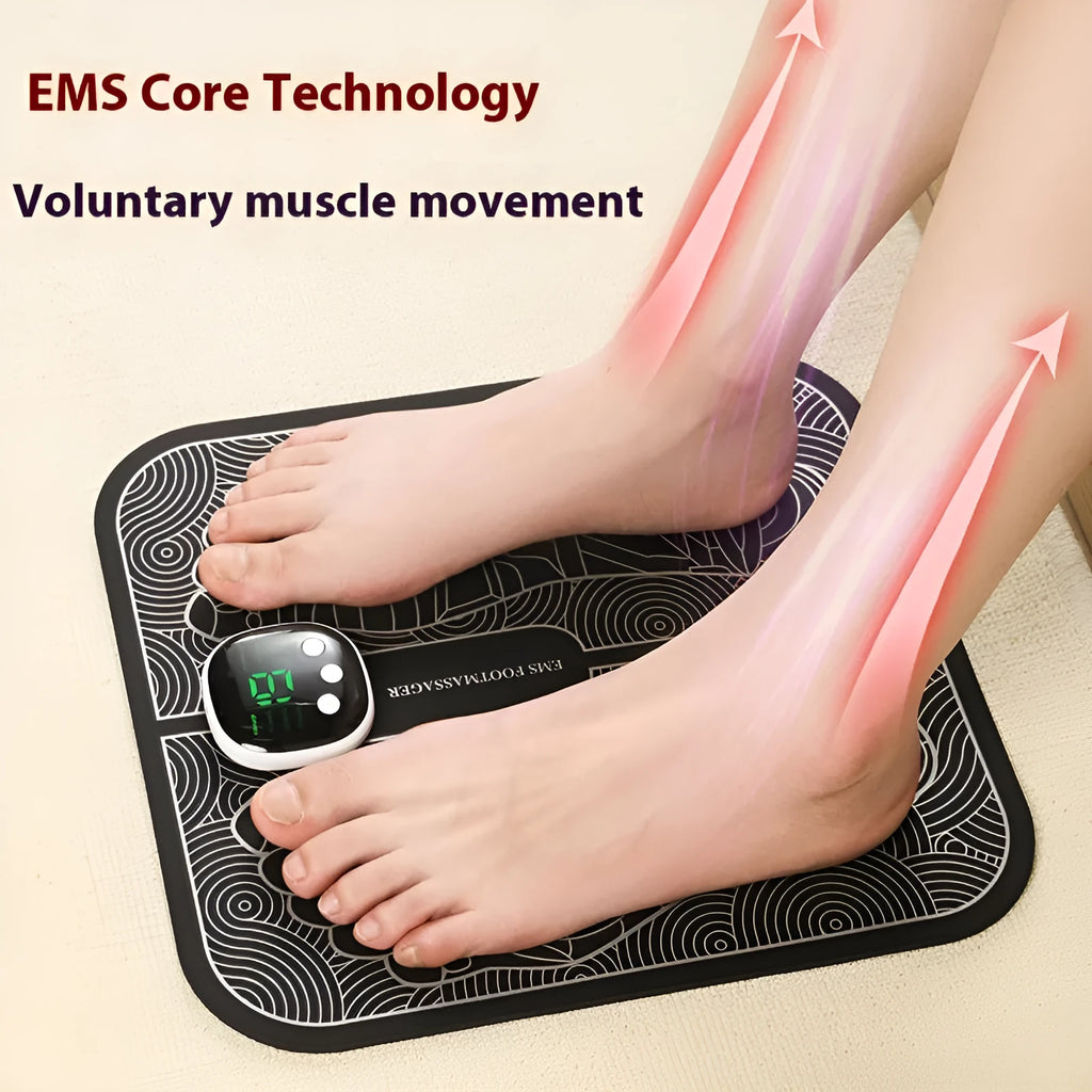 Rechargeable reflexology foot massager mat with USB charging and remote control